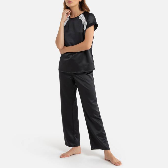 Pijama de manga corta de saten de La Redoute Collections